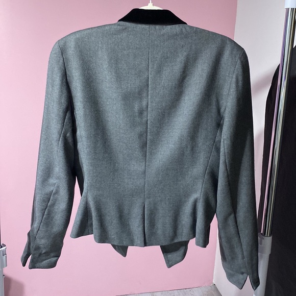 Vintage Christian Dior blazer 6 gray black velvet collar wool business corpcore - Picture 6 of 13